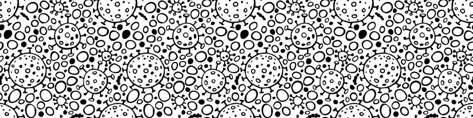 Seamless pattern of molecules, cells of virus, bacteria. Pandemic, epidemic c Stock Illustration
