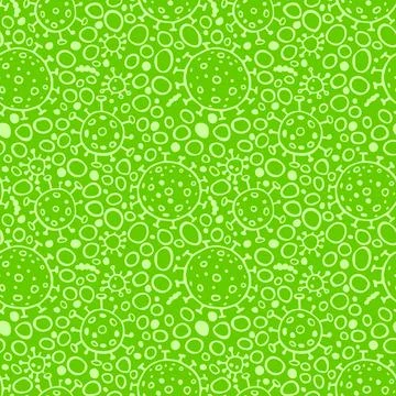 Seamless pattern of molecules, cells of virus, bacteria. Pandemic, epidemic c Stock Illustration