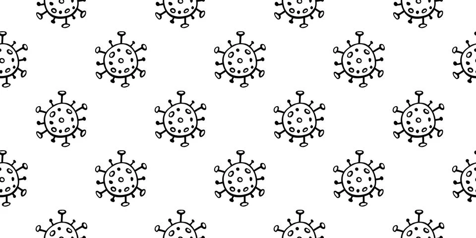 Seamless pattern of molecules, cells of virus, bacteria. Pandemic, epidemic c 스톡 일러스트