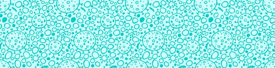 Seamless pattern of molecules, cells of virus, bacteria. Pandemic, epidemic c Stock Illustration
