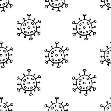 Seamless pattern of molecules, cells of virus, bacteria. Pandemic, epidemic c Stock Illustration