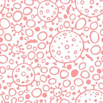 Seamless pattern of molecules, cells of virus, bacteria. Pandemic, epidemic c Illustrazione stock