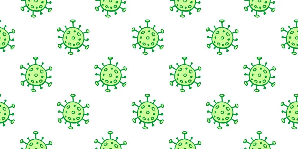 Seamless pattern of molecules, cells of virus, bacteria. Pandemic, epidemic c Stock Illustration