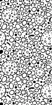 Seamless pattern of molecules, cells of virus, bacteria. Pandemic, epidemic c Stock Illustration