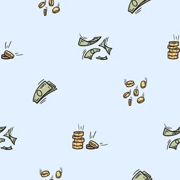 Seamless pattern with money, coins and gold Stock Illustration