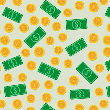 Seamless pattern with money on a green background イラスト素材