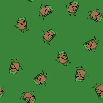 Seamless pattern money purse character cartoon vector Illustrazione stock