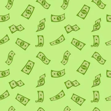 Seamless pattern money rain green cartoon vector イラスト素材