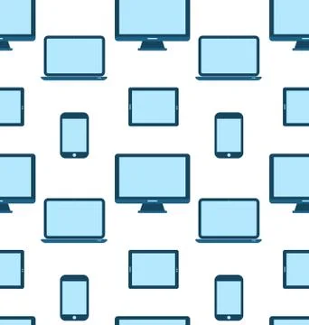 Seamless Pattern of Monitors, Laptops, Tablet Computers Stock Illustration