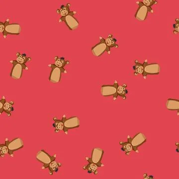 Seamless pattern monkey hand puppet cartoon vector Stockillustratie