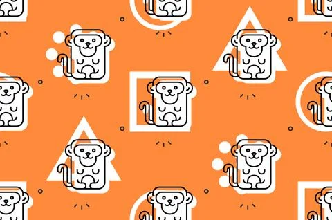 Seamless pattern with Monkeys 스톡 일러스트