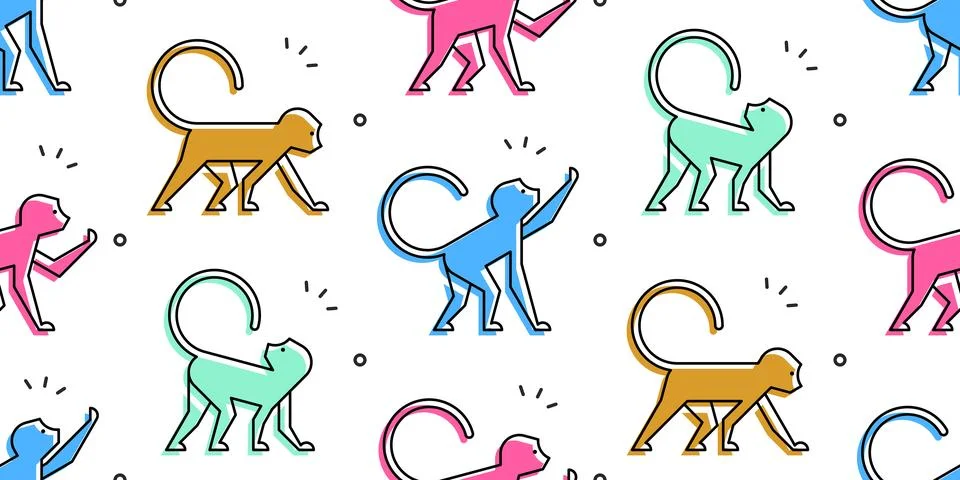 Seamless pattern with Monkeys Stockillustratie