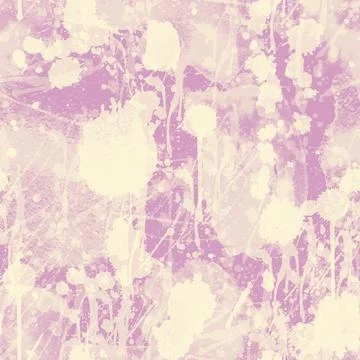 A seamless pattern with monochrome beige paint splatters on pink background. Illustrazione stock