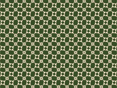 Seamless pattern monochrome with flower on olive green color background. Illustrazione stock