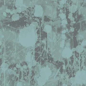 A seamless pattern with monochrome green paint splatters on background. Stock Illustration