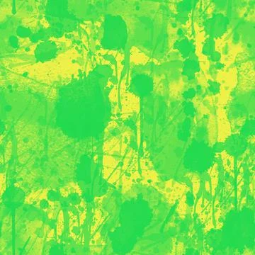 A seamless pattern with monochrome green paint splatters on background. Stock Illustration