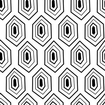 Seamless pattern with monochrome ornament of turtle shell. Stock Illustration