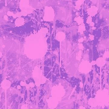 A seamless pattern with monochrome paint splatters on a pink background. Stock Illustration