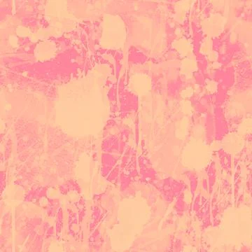 A seamless pattern with monochrome paint splatters on a peach pink background Stock Illustration
