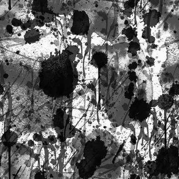 A seamless pattern with monochrome paint splatters on background. Stock Illustration
