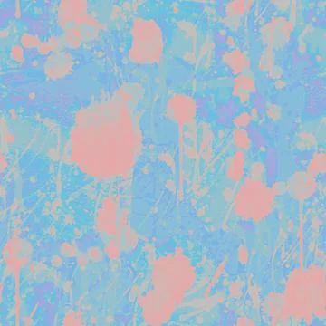 A seamless pattern with monochrome pink paint splatters on background. Stock Illustration