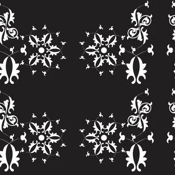 Seamless pattern with  monochrome repeating flowery ornaments Stock Illustration