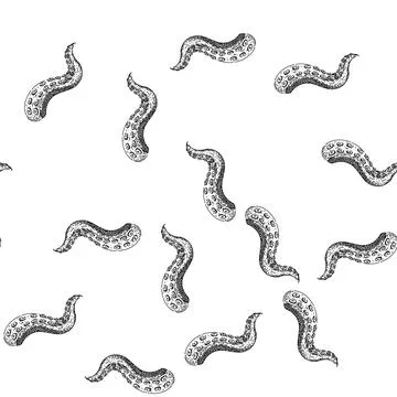 Seamless pattern monster octopus kraken tentacle sketch hand drawn Stock Illustration