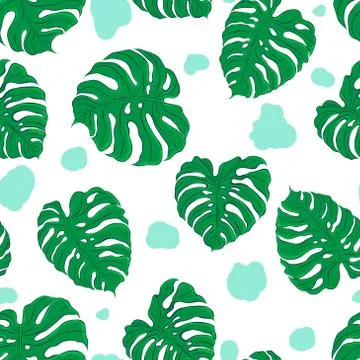 Seamless pattern with monstera leaf Stock Illustration