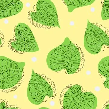 Seamless pattern with monstera leaf Stock Illustration