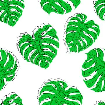 Seamless pattern with monstera leaf Stock Illustration