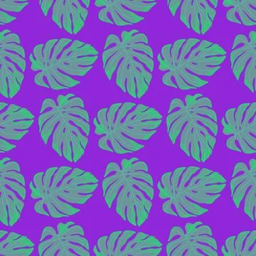 Seamless pattern Monstera leaves, abstract colors Stock Illustration