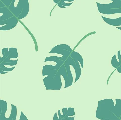 Seamless pattern with Monstera leaves of different sizes and angles, made in  Stock Illustration