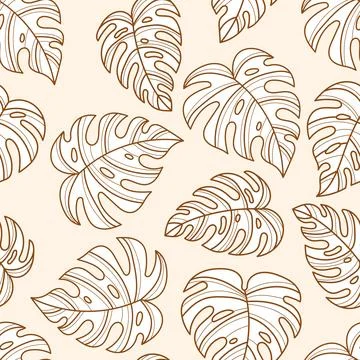 Seamless pattern with monstera leaves on a light background Stock Illustration