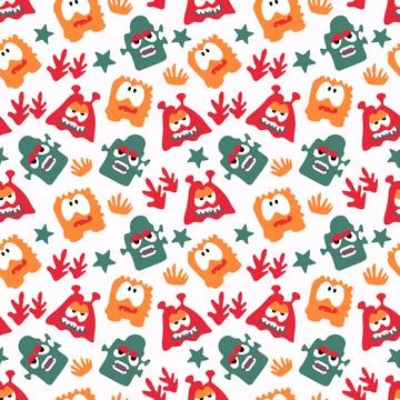 Seamless pattern with monsters vector illustration イラスト素材