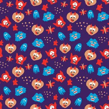 Seamless pattern with monsters vector illustration イラスト素材