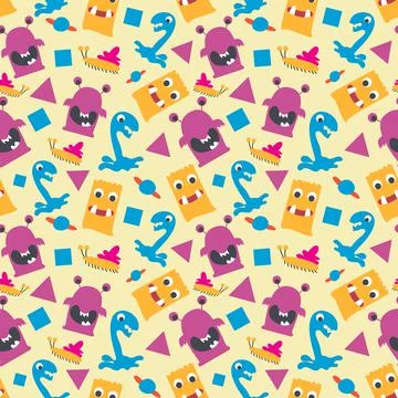 Seamless pattern with monsters vector illustration Stockillustratie