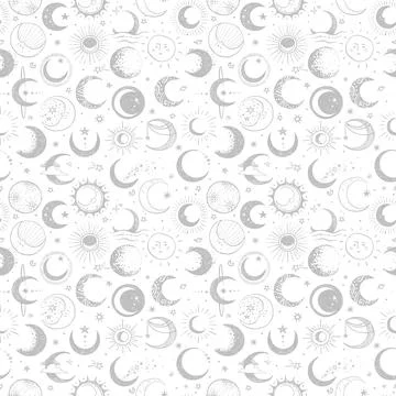 Seamless pattern with the Moon and crescent moon. Can be used for wallpaper Stock Illustration