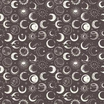 Seamless pattern with the Moon and crescent moon. Can be used for wallpaper Stock Illustration