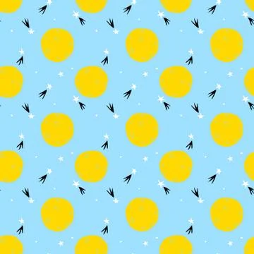 Seamless pattern with moon and stars Stock Illustration
