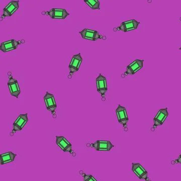 Seamless pattern moon arabic lantern cartoon vector Stock Illustration