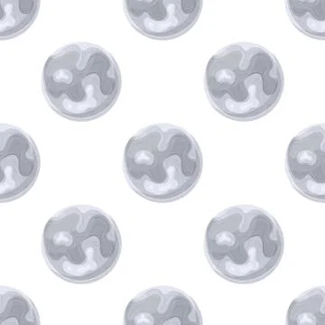 Seamless pattern with moon on white background. Solar system. Cartoon style v Stock Illustration