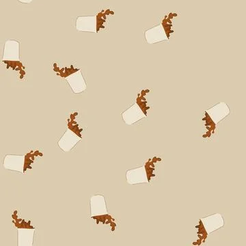 Seamless pattern morning coffee cup splash cartoon vector Illustrazione stock