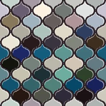 Seamless pattern moroccan tiles in blue Stock Illustration