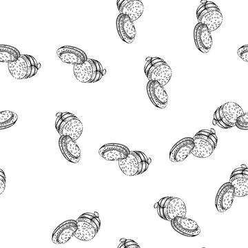 Seamless pattern mortadella salami sketch hand drawn Stock Illustration