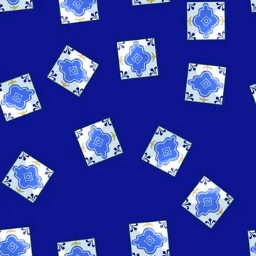 Seamless pattern mosaic azulejos ornament tile cartoon vector Stock Illustration