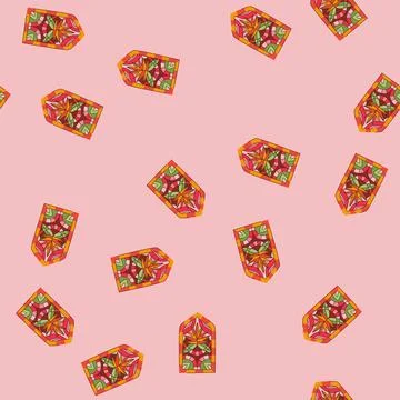 Seamless pattern mosaic stained glass cartoon vector Illustrazione stock