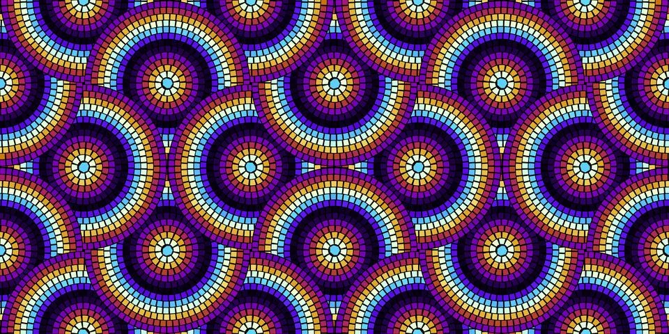 Seamless pattern with mosaic tiles, editable template. Ancient mosaic ceramic Stock Illustration