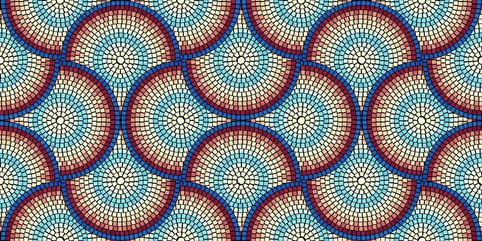 Seamless pattern with mosaic tiles, editable template. Ancient mosaic ceram.. Stock Illustration