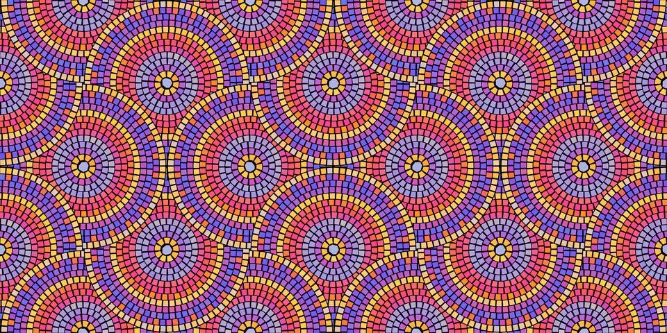 Seamless pattern with mosaic tiles, editable template. Ancient mosaic ceram.. Stock Illustration