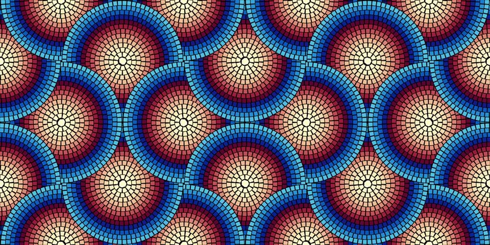 Seamless pattern with mosaic tiles, editable template. Ancient mosaic ceramic Stock Illustration